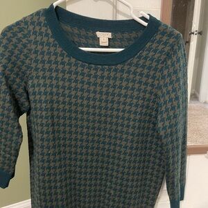 J. Crew Green and Brown Houndstooth wool Sweater